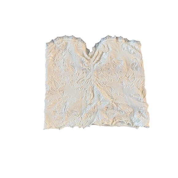 FULL TILT Seamless Lace Trim Textured Cropped Tube Top Size S/M Off White NWT - Picture 8 of 10